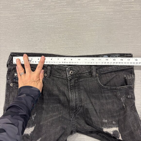 Diesel Thavar XP Jeans Mens 33 x 34 Gray Distressed Denim Slim Skinny Fit - Picture 9 of 15